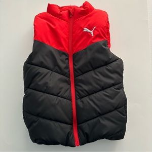 PUMA Boys Black Red Puffer Vest Size XS 5/6